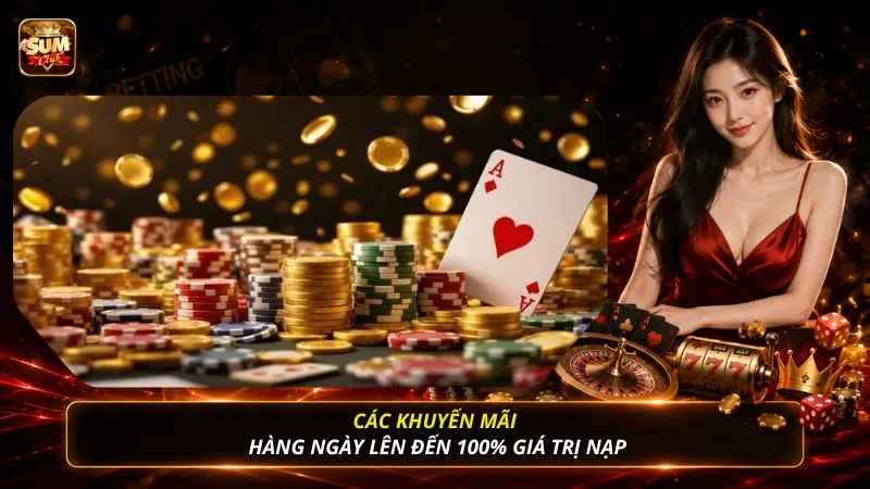 Các khuyến mãi hàng ngày lên đến 100% giá trị nạp