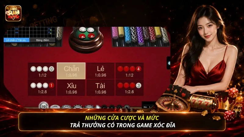 Những cửa cược và mức trả thưởng có trong game xóc đĩa